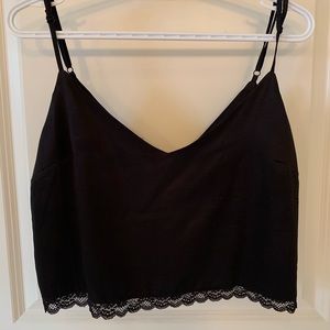 Satin tank top with lace